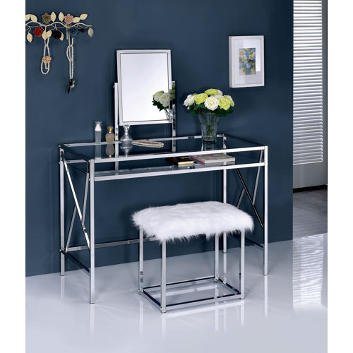 Canora Grey Hallam Dressing Table Set with Mirror & Reviews Wayfair.co.uk